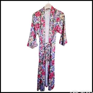 vintage floral silky robe